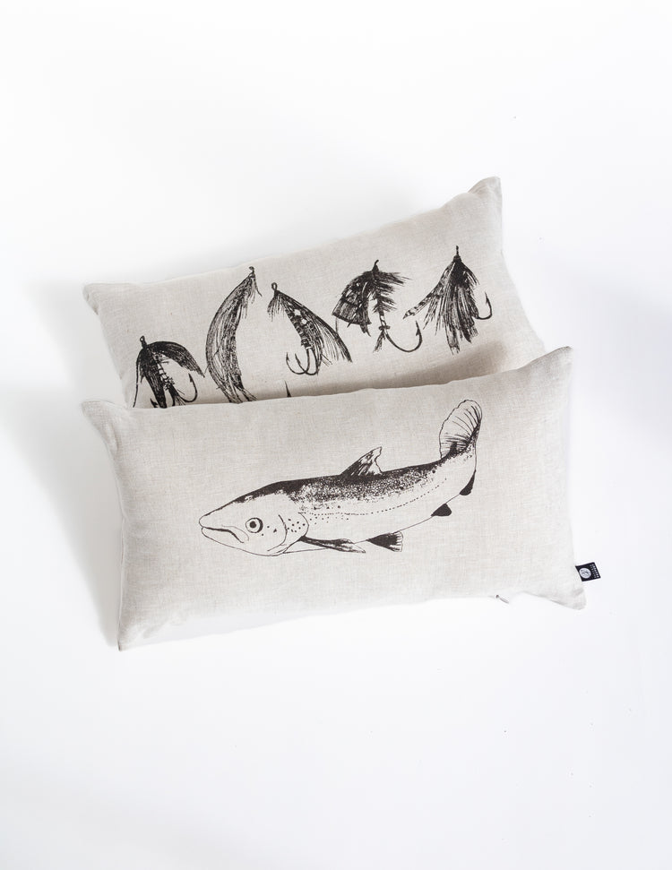 Coussin Pêche au saumon 10''x 20''