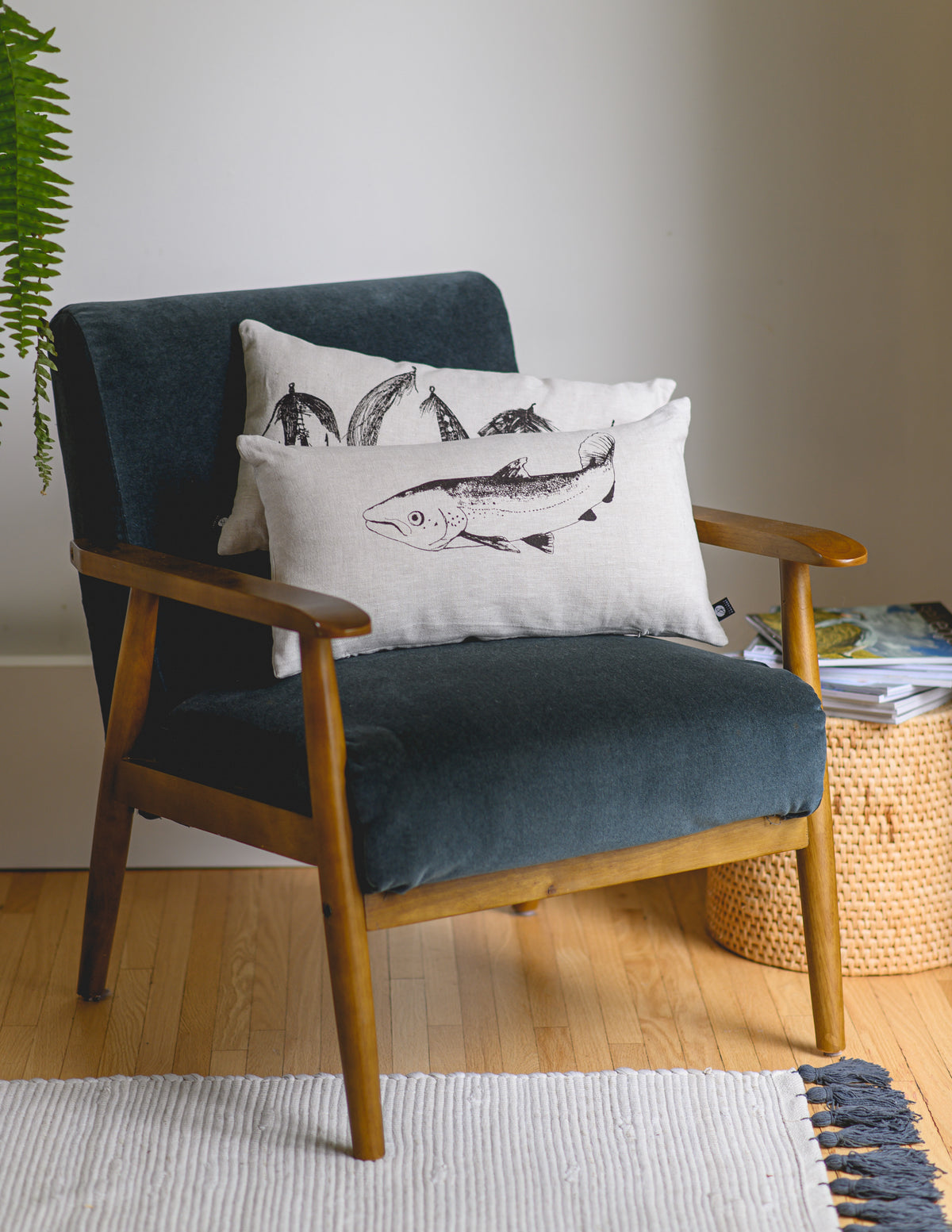 Coussin Pêche au saumon 10''x 20''