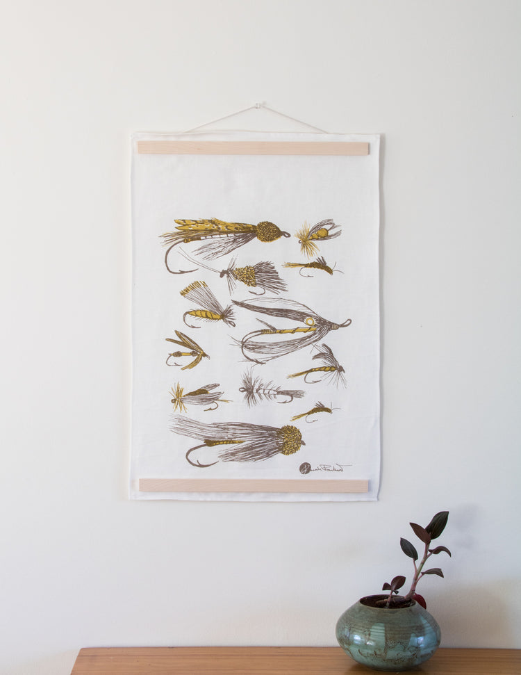 Affiche murale décorative en lin, pêche à la mouche