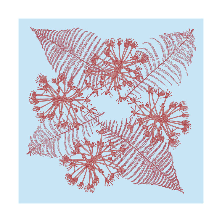Bandana bleu et rose , plantes indigènes