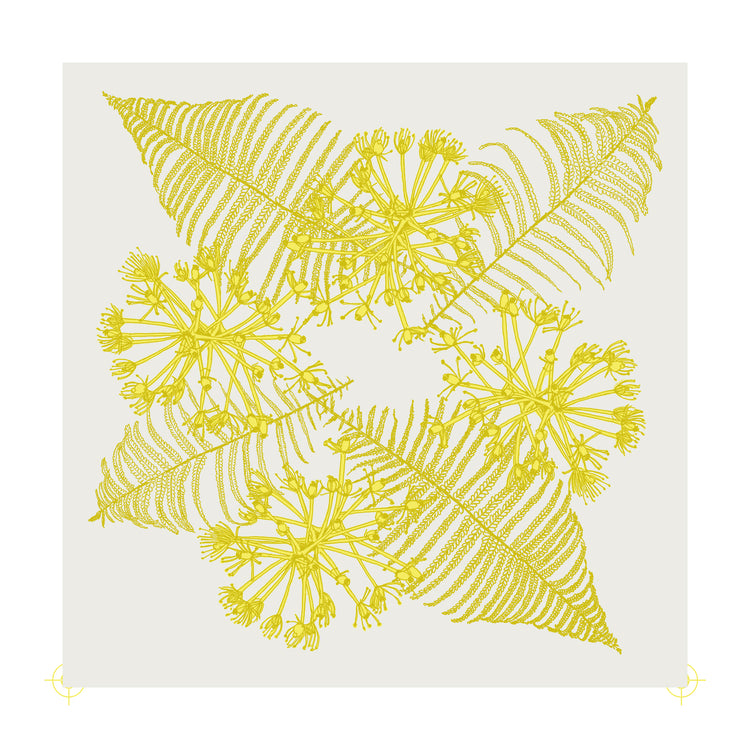 Bandana écru et jaune,  plantes indigènes