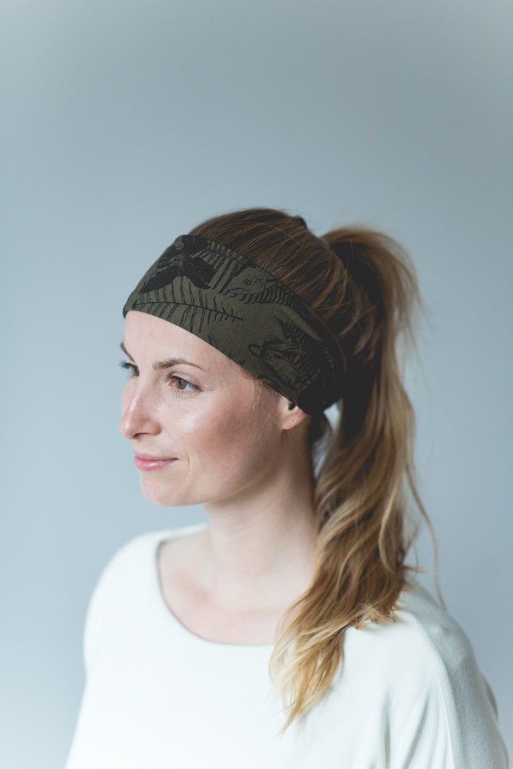 Bandeau cheveux ajustable Elsie kaki