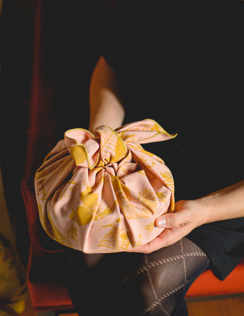 Furoshiki rose et jaune – 3 en 1